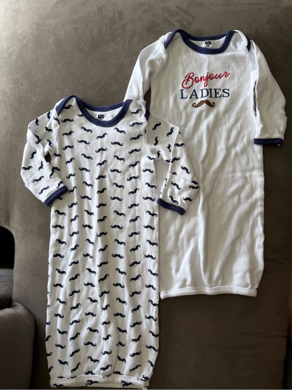 Hudson Bay Bonjour Ladies Navy & White Baby Sleep Gowns - 2-Pack